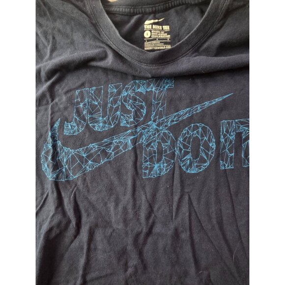 Nike Mens "Just Do It" Graphic Tee * Large *Blue With Geometric Text Design*EUC - Picture 4 of 6